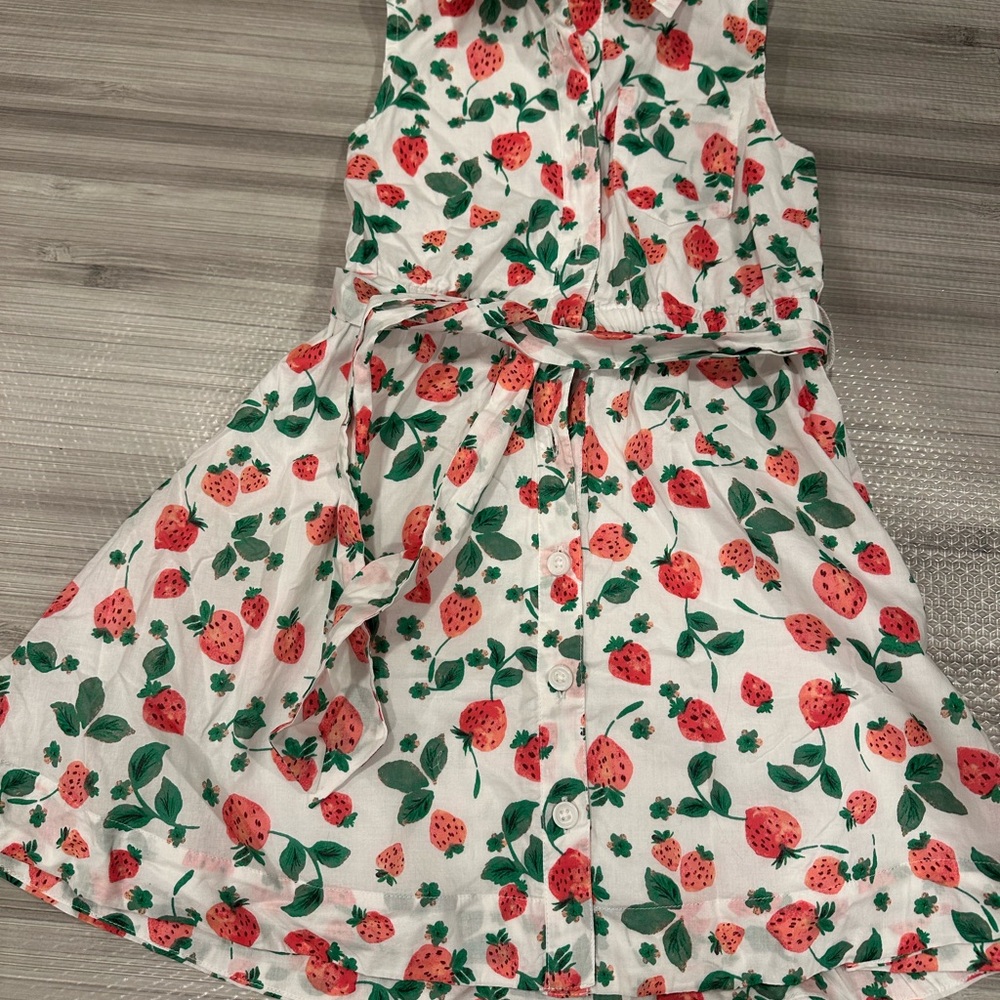 Crewcuts White Dress with Strawberry Print